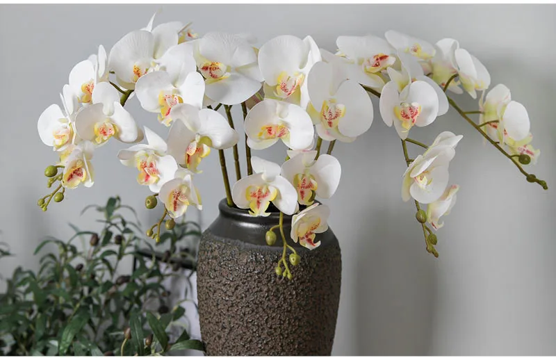 Flone 9 Heads Artificial Butterfly Orchid Flowers Real Touch Butterfly Orchid Simulation Orchid Flowers Wedding Home Party Decor (12)