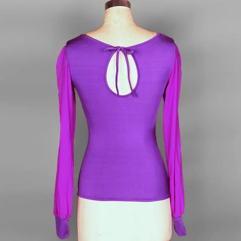 Платье для танцев, женская рубашка для занятий спортом, топ для латинских бальных танцев, 6 вариантов D0231, длинный сетчатый рукав