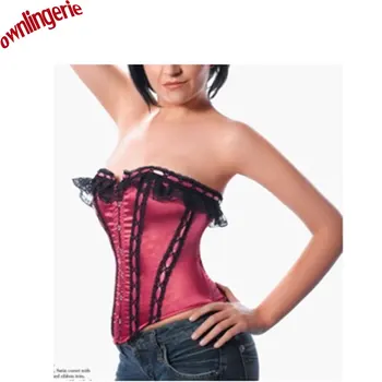 

New style wine color corset and bustier ruffle item laced up type ladies top corset for women m1678