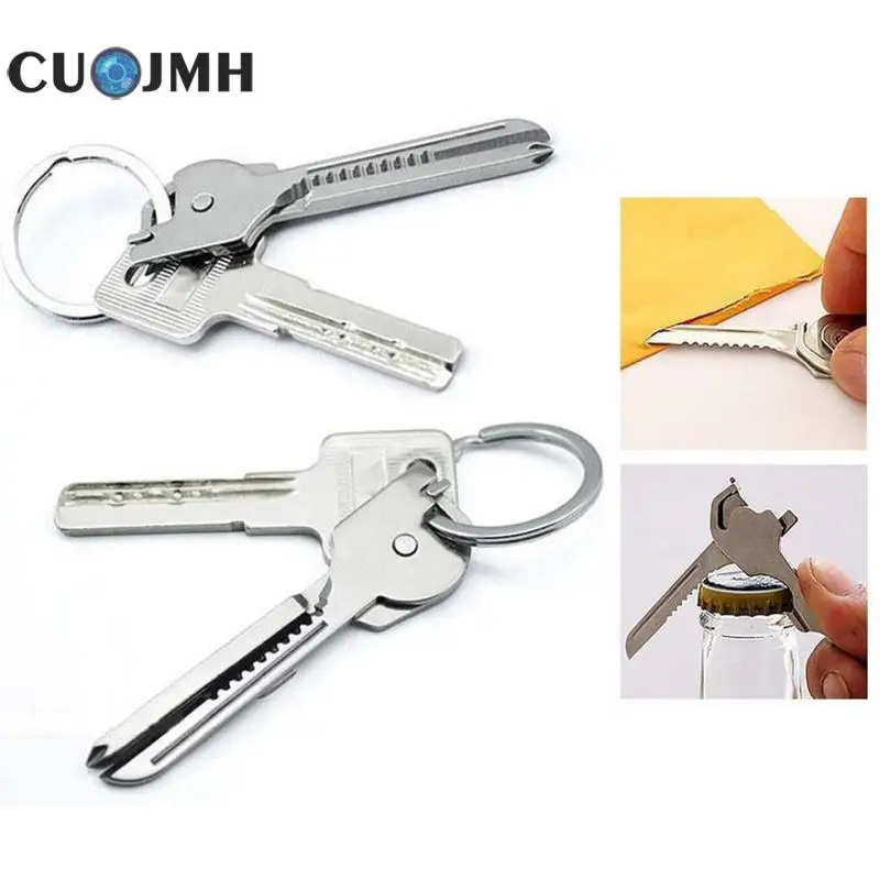 

1 Pcs Outdoor Camping Multifunction Keychain Silver Folding Pocket Knife Tools Stainless Steel Self Defense Safty Keychain