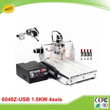 

6040Z-USB 4 axis mini CNC milling machine 1.5KW VFD spindle auto-checking tool USB port