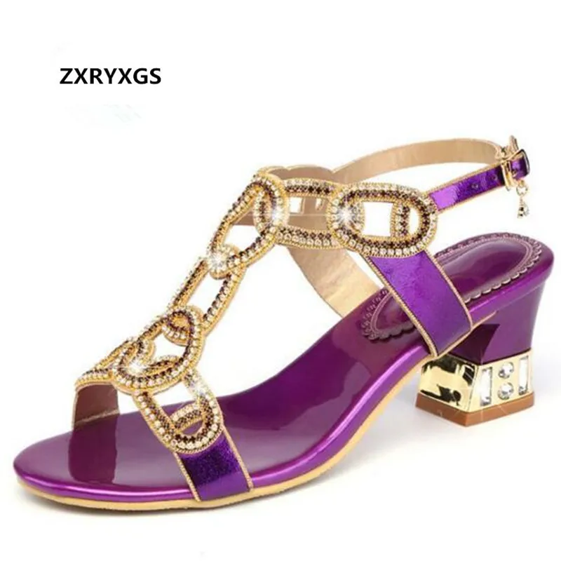 Pie Tacón Marca Oro Púrpura Zxryxgs Del Nuevo Con Verano pw47aa
