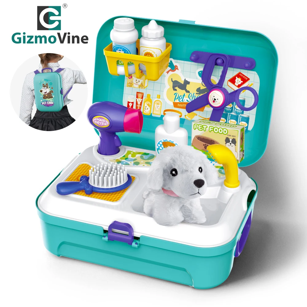 

GizmoVine Pretend Pet Care Sets Toy Packback Suitcase Puppy Dog Care Doctor Kits Kids Educational Playsets Baby Role Play Toys