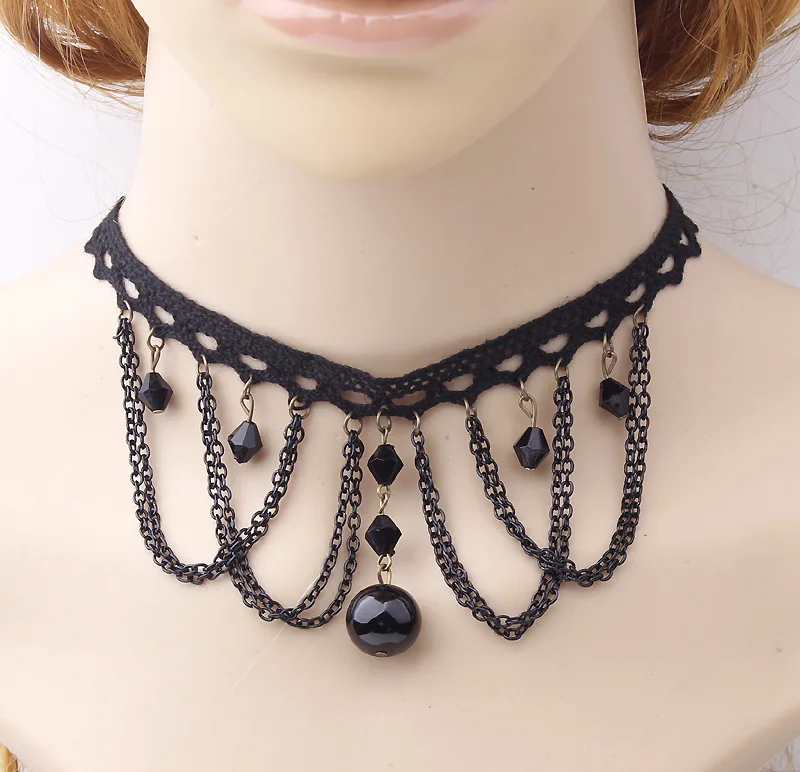 Steampunk Lace Collar Choker Victorian Vintage Gothic Black Lace Collar
