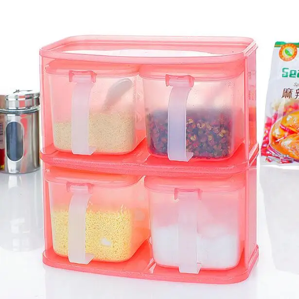 Kitchen Storage Containers Seasoning Box Set Combination Plastic Kitchen Storage Containers Seasoning Box Set Combination Plastic E Jar With Spoon Cooking Tools Bottle