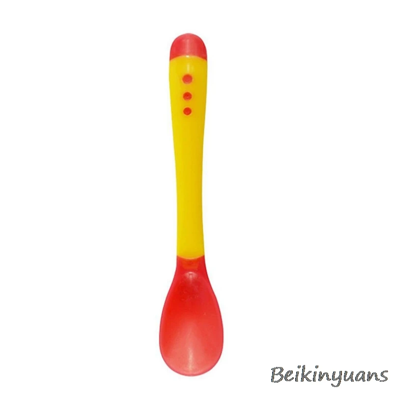 Детская обучающая миска с ложкой, бинауральная посуда для детских бобов, Детская тарелка с присоской для использования - Цвет: Yellow spoon