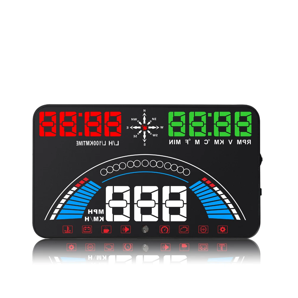 5," стайлинга автомобилей S7 HUD gps Спидометр OBD2 автомобильный коллиматорный Дисплей транспортного средства ускорения Предупреждение расход топлива Температура воды об/мин