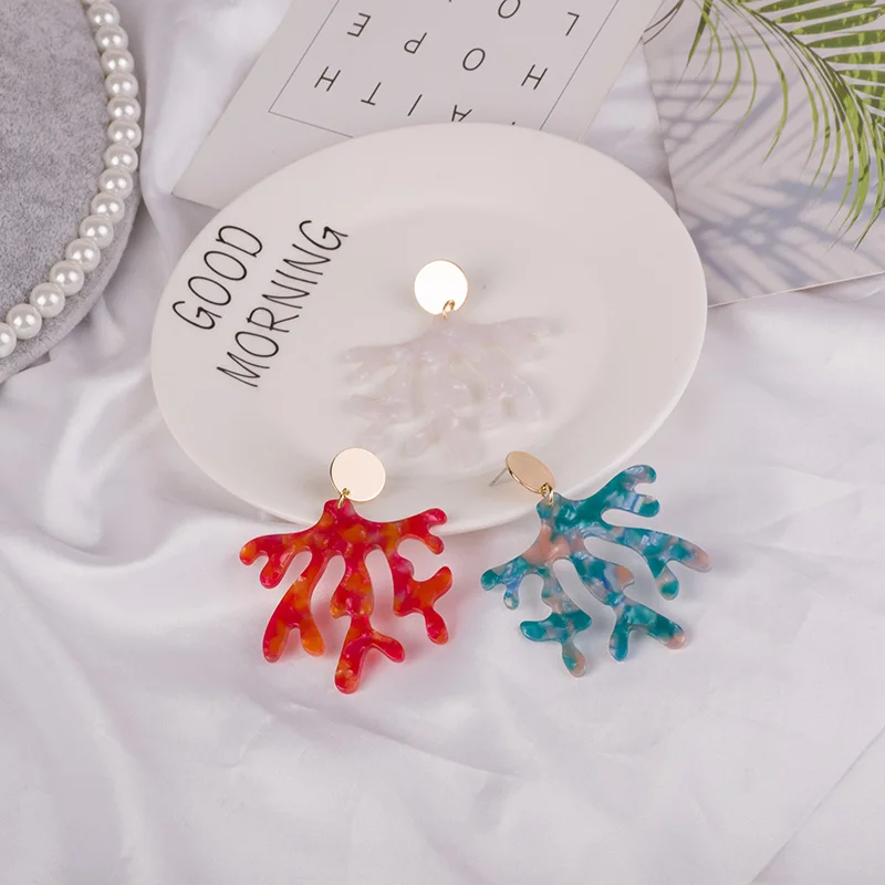 Vintage Acetic Acid Acrylic Long Earrings for Women Acetate Resin Metal Dangle Christmas Red Earings For Girls Fashion Jewelry (2)