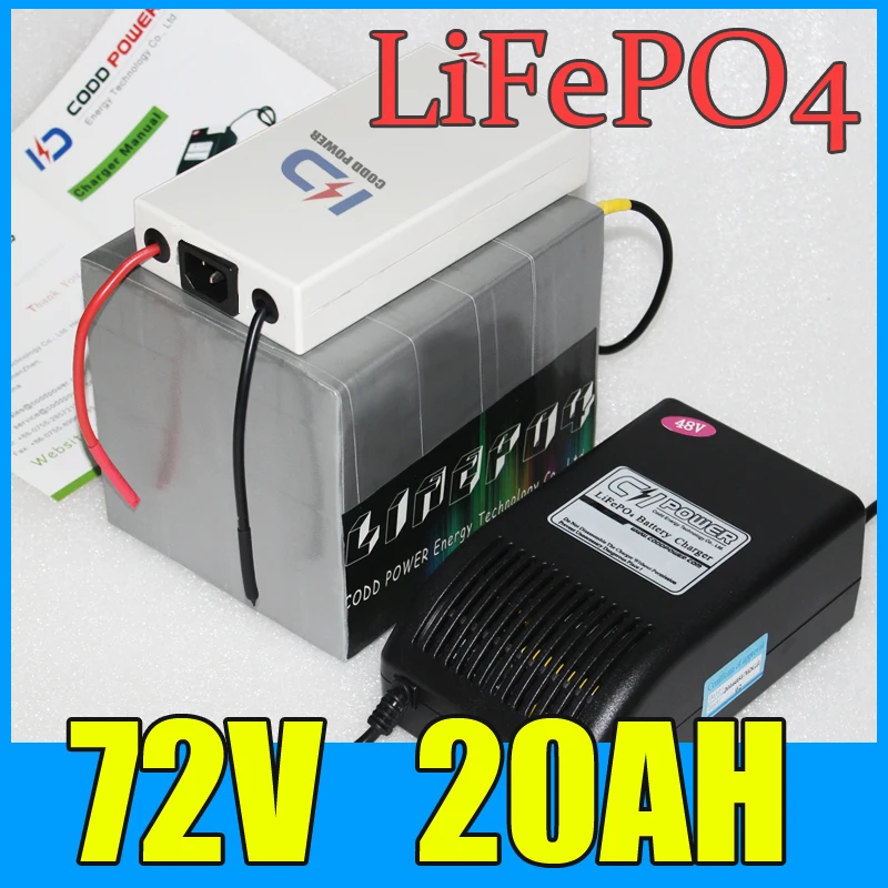 Аккумулятор LiFePO4 72 в 20 Ач 1500 Вт литиевая батарея для электрического велосипеда