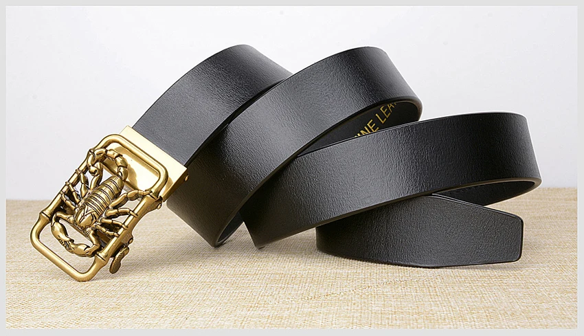 Factory Direct Brand Designer Belt Men High Quality Real Leather Belts Strap Male Retro Scorpion Automatic Buckle Belt for Men