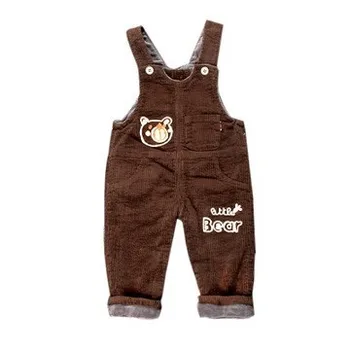 

Toddler Baby Jumpsuit Cartoon Print Plus Velvet Jumpsuit Children Winter Casual Thick Unisex Overalls 1-3 T Kids Warm Trousers