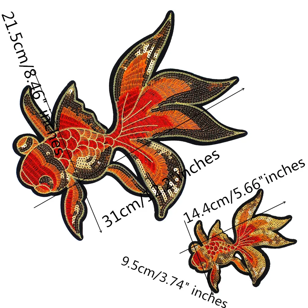 2 шт./компл. блестки в китайском стиле с золотой рыбкой вышивка аппликация