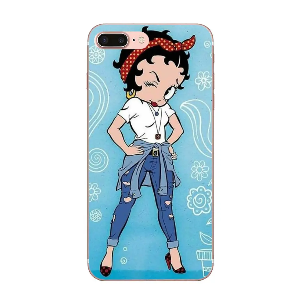 Мягкие сумки Чехлы для Apple iPhone 4 4S 5 5C 5S SE 6 6S 7 8 Plus X XS Max XR Cubierta Betty Boop En Un Vidrio