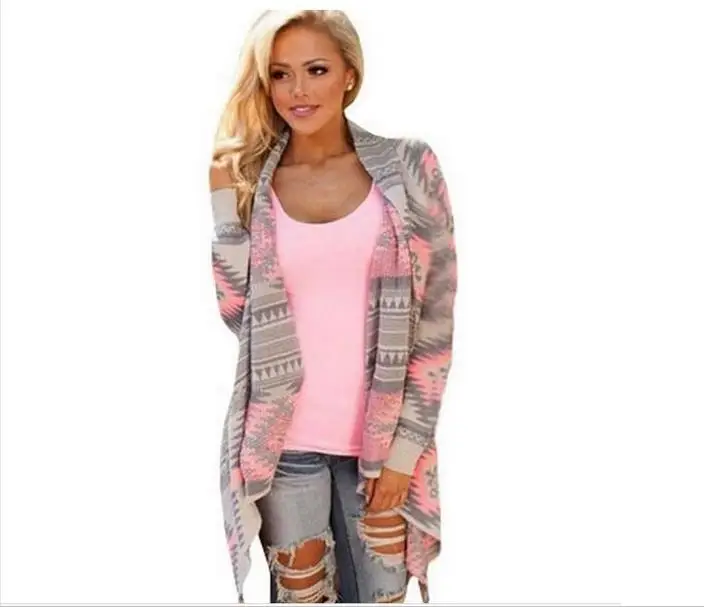 Reooly Cardigan su/éter Mujer Patchwork a Rayas Multicolores Moda Abrigo Largo de Manga Larga