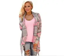 Fashion winter Kimono knitted Cardigan Long Sleeve Poncho Sweaters Print irregular sexy lady warm Jackets Cardigan