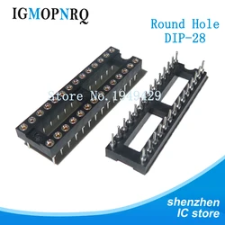 10PCS Round Hole IC Socket Connector Set - Various Pin Configurations (28PIN - Narrow)