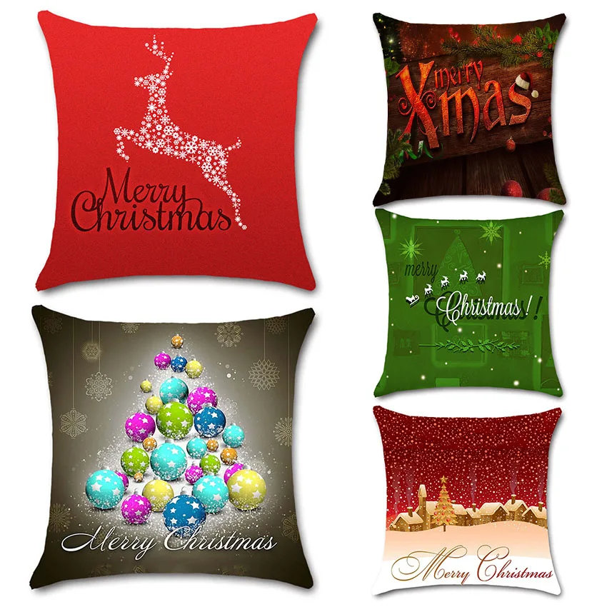 

Both sides printed Cushion Cover Festival Christmas Decoration for Home sofa chair New Year Pillow case friend kids bedroom gift
