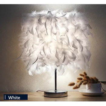 

Bedside Reading Room Sitting Room Heart Shape Feather Crystal Table Lamp Light E27 Switch Eye Protection Desk Light