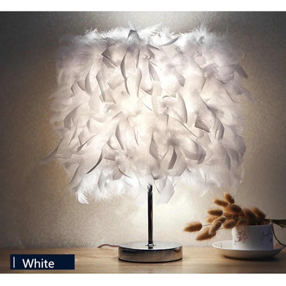 

Bedside Reading Room Sitting Room Heart Shape Feather Crystal Table Lamp Light e27 Switch Eye Protection Desk Light