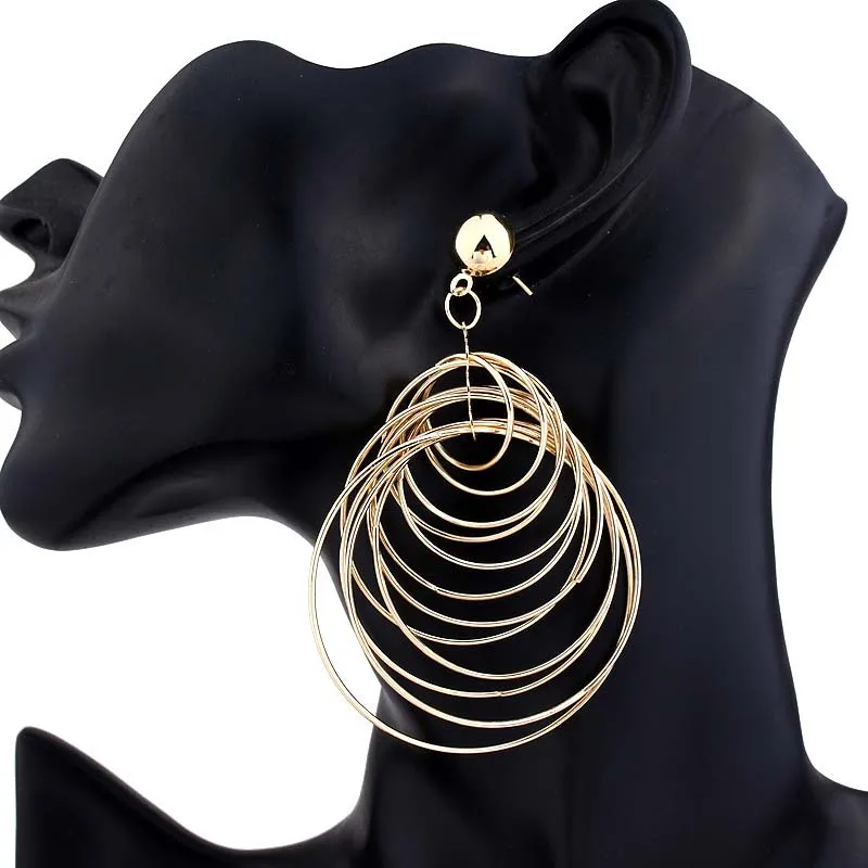 

Bohemian Multilayer Gold Silver Color Round Earrings for Women Gig Small Geometric Circle Drop Earrings Fashion Jewelry Gift