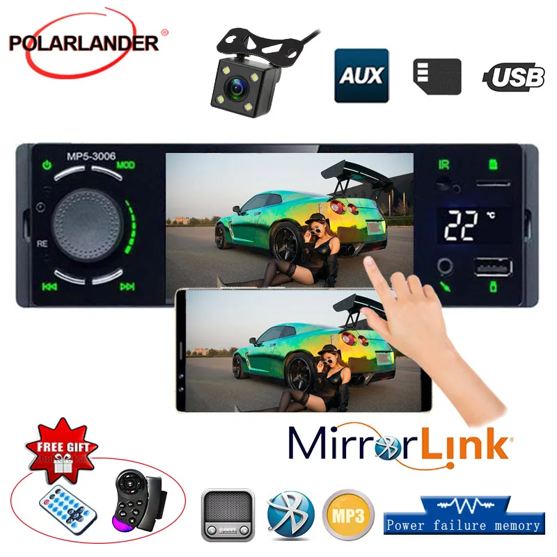 4 &quotBluetooth Авторадио 1 Din сенсорный экран Зеркало Ссылка видео плеер 3006 авто аудио