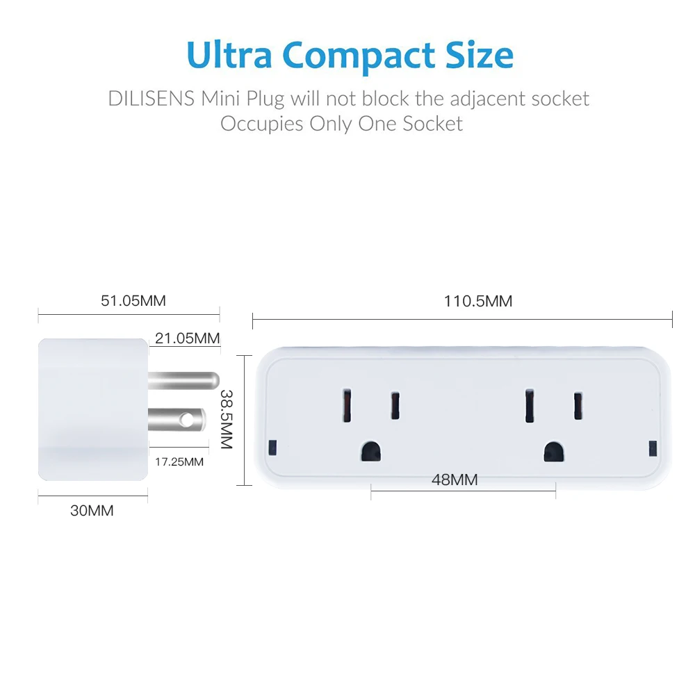 Умная WiFi розетка с выключателем питания US Plug Alexa/Google Home App control US Plug 15A белый