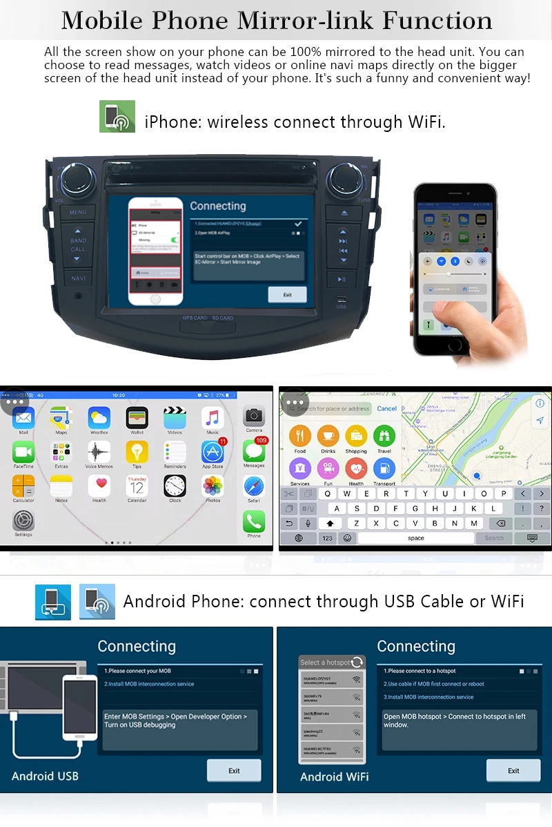 Cheap 2din 7" Quad-Core 1+16G Android 8.1 Car Radio DVD Player with Capacitive Touch Screen BT HD MirrorLink for Toyota RAV4 2007-2011 2