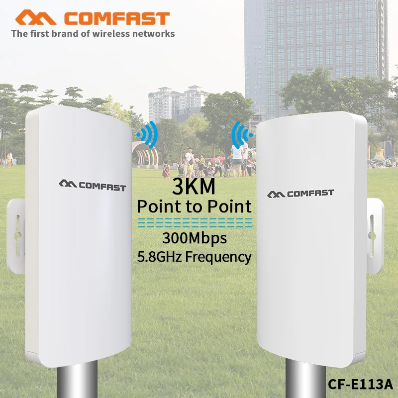 2pcs 3km 5GHz Comfast CF E113A High Power Outdoor Wifi Repeater 300Mbps Wireless Wifi Router AP 1