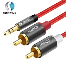 Cable de Audio RCA 2RCA macho a Jack de 3,5mm a 2 RCA AUX, Cable divisor de nailon trenzado para auriculares iPhone de cine en casa