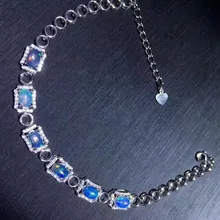 Отличающаяся хорошей устойчивостью натуральный 4*6 миллиметровый опал Браслеты s925 стерлингового серебра, Изящные Ювелирные изделия, подарок для женщины естественный цветной драгоценный камень