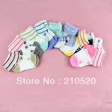 10 пар,, Детская нескользящая обувь для маленьких девочек Детские хлопковые носки для детей от 0 до 6 месяцев, Multicolor-Y107