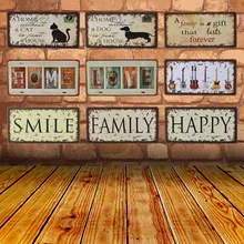 Счастливый домашний декор, железная металлическая живопись, жестяная вывеска, плакат, тарелка, украшение стены, барные вывески, Тинтин, винтажное искусство, семейная табличка C17