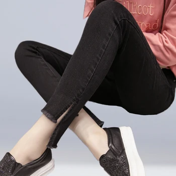 

New Women Jeans High Stretch Skinny Denim Pants Irregular Split Fashion Jeans Vintage Washed Casual Women Pencil Pants Jeans