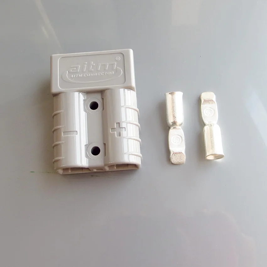 1SET-X-50A-600V-Anderson-Power-Connector-Plug-1pc-Plug-2pc-Contacts-Black-Color-Two-Pole