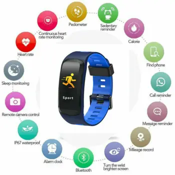 

Smart F4 Wristband Watch Blood Pressure Heart Rate Monitor Fitness Tracker IP67