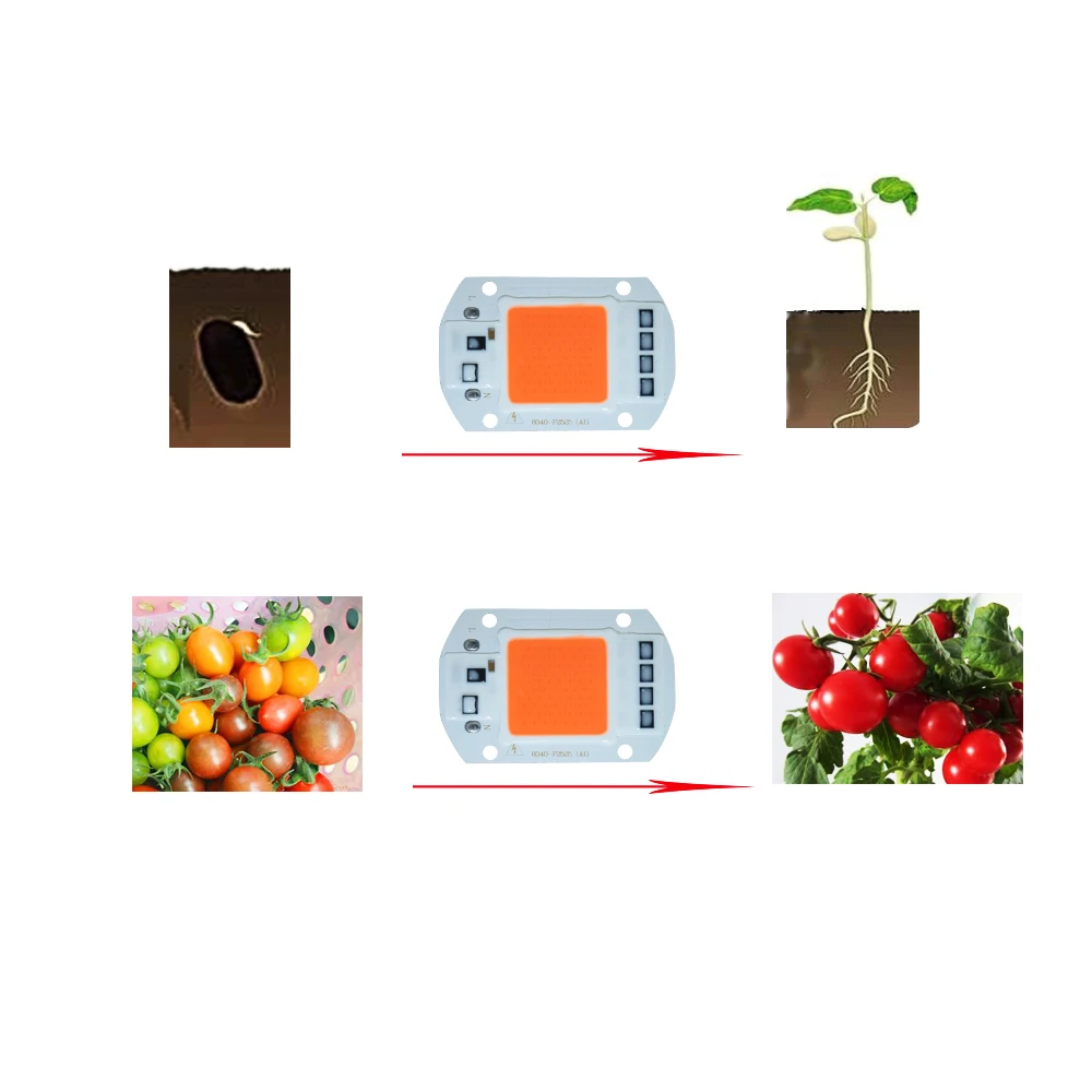 Светодиодный светильник для выращивания, умный чип, полный спектр входного сигнала 220 В 110 В, прямой привод переменного тока 20 Вт 30 Вт 50 Вт для комнатных растений, рост рассады и цветов