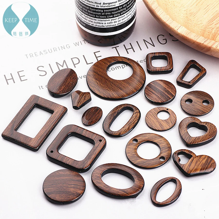 

Ritoule Diy handmade jewelry accessories resin imitation wood simple geometric temperament earring pendant material pendant 2