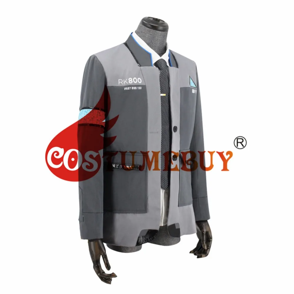 Costumebuy игра Detroit: стать человеком Косплэй RK800 Коннор верхняя одежда, куртка Рубашка с галстуком полный комплект мужские Хэллоуин Detroit костюм L920