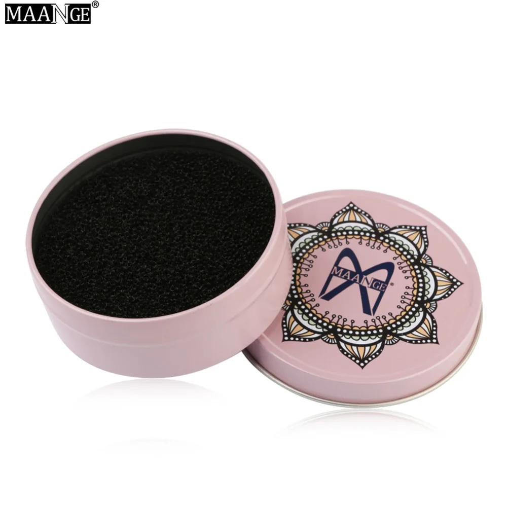 

MAANGE 1pcs Color Off Makeup Brush Cleaner Sponge Powder Remover Washing Cleaning Metal Box Beauty Tool #271506