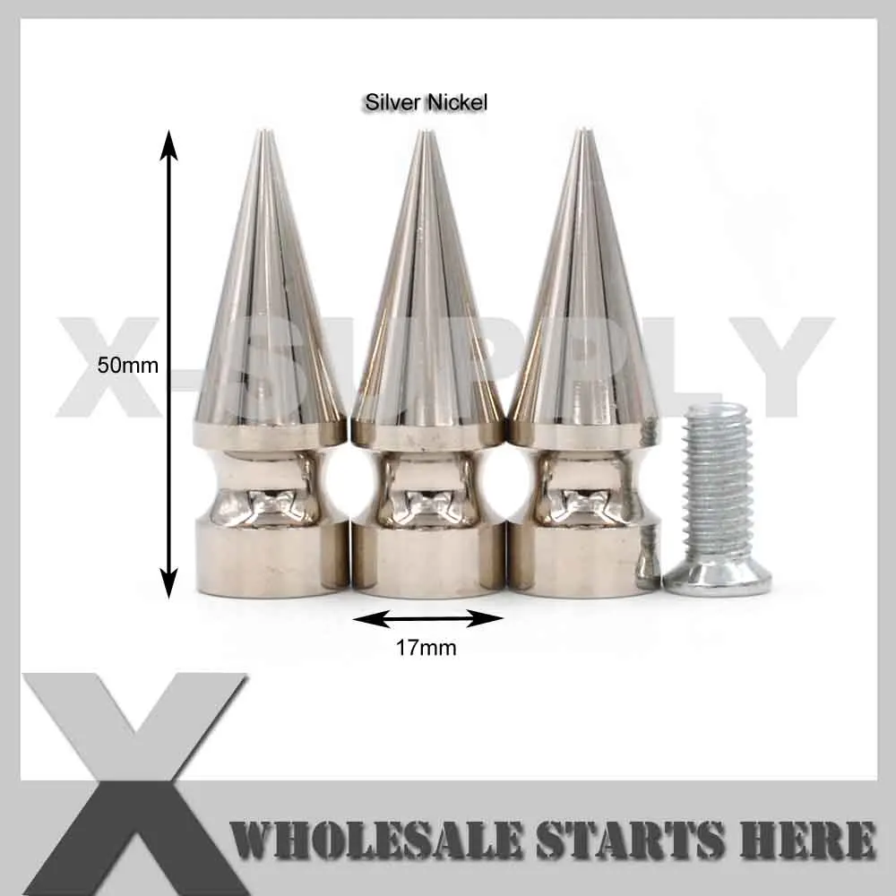 Огромные металлические закручивающиеся шпильки для дерева/используются для кожаного ремесла, джинсов, шляп, автомобилей(5 лотов, чтобы получить скидку 15 - Цвет: 17x50 Silver Nickel