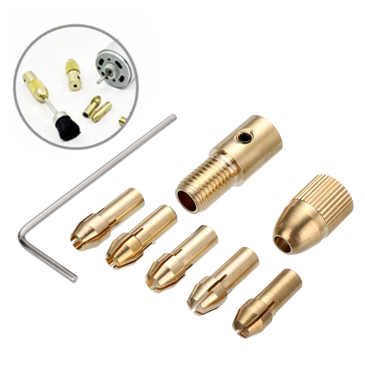 

8pcs 0.5-3mm Gold Electric Drill Bit Collet Mini Twist Hand Drill Tool Chuck Set Golden Copper Drill Collets For Drilling Mayitr