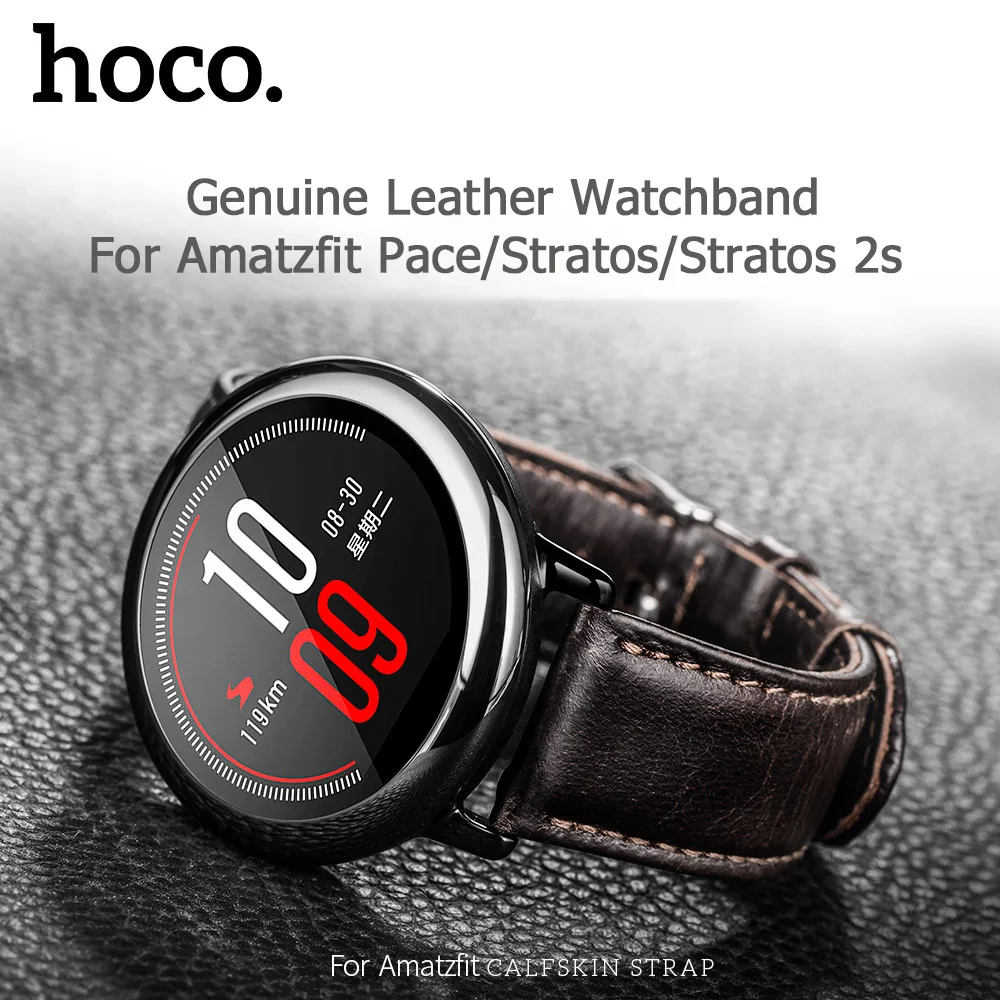 Ремешок из натуральной кожи HOCO для Amazfit Pace Stratos 2s совместимый с 1/2/2S|Ремешки часов| |