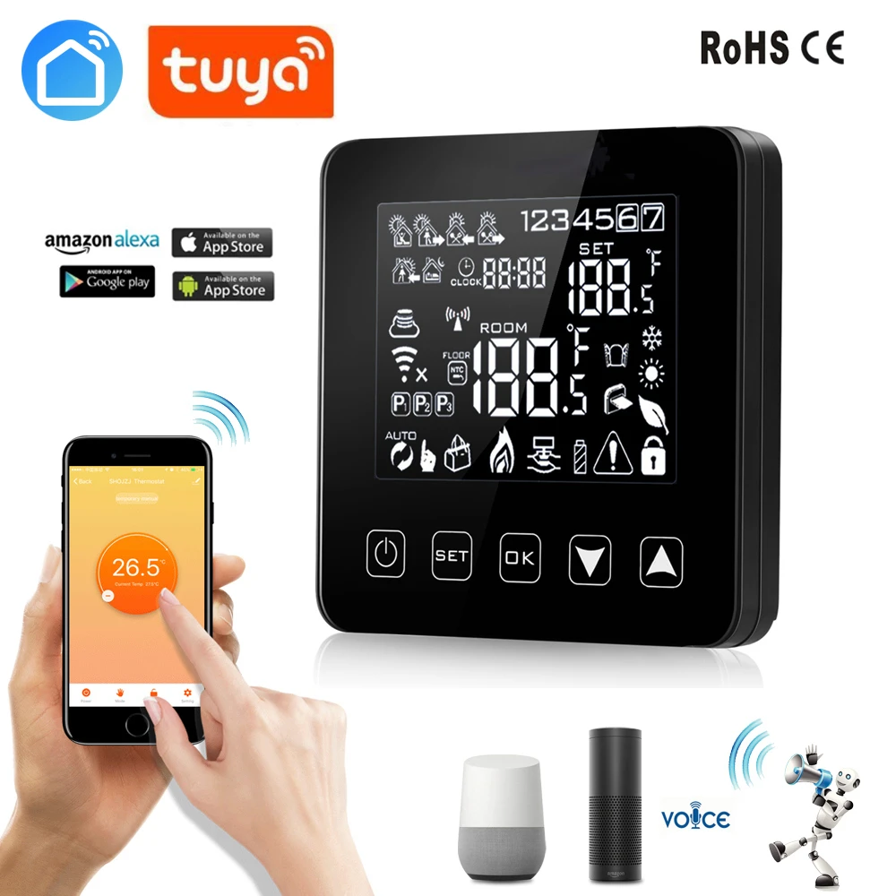 Tuya WiFi LCD Smart Thermostat Programmable APP Control for Alexa Google Home