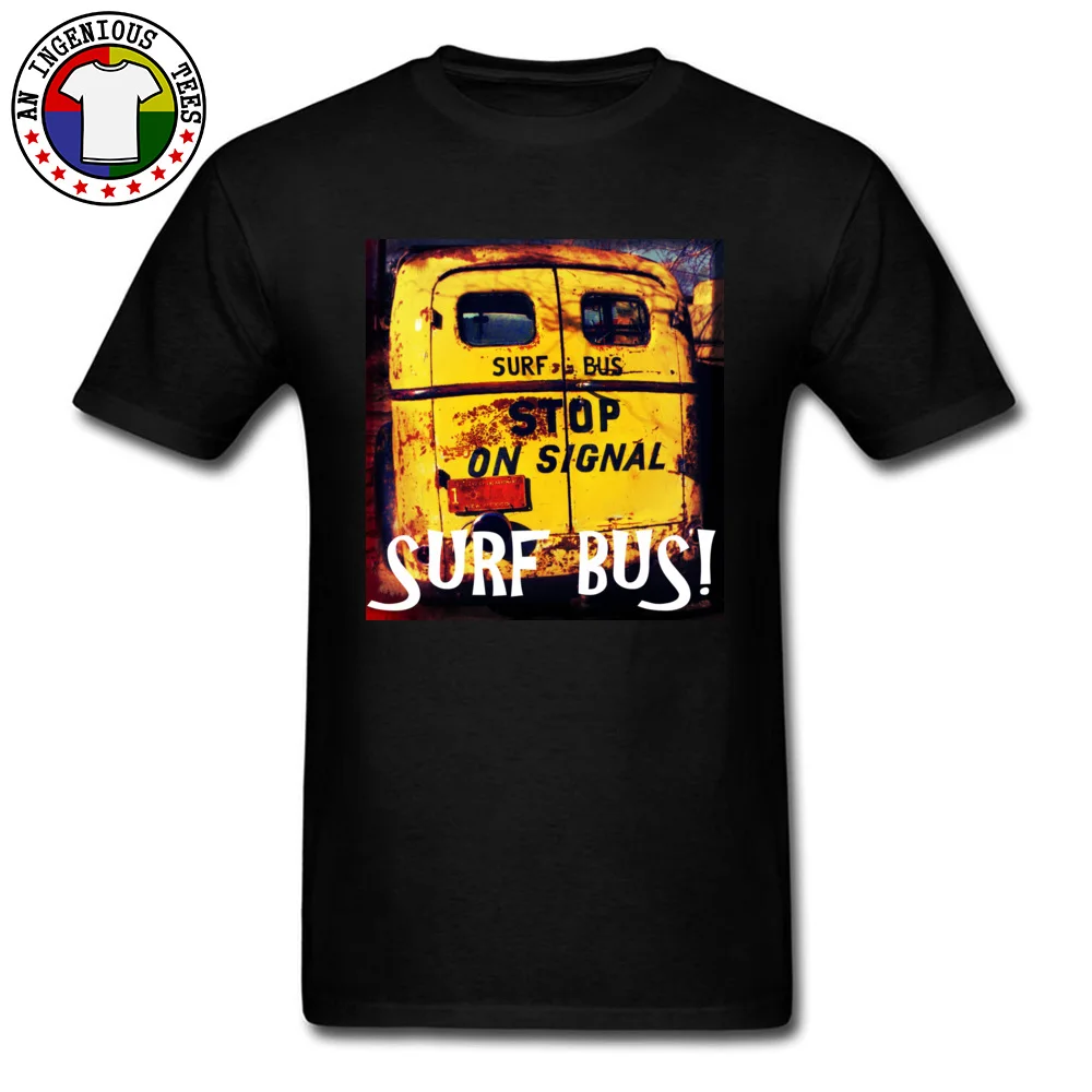 100% Cotton Fabric Man Short Sleeve Surf Bus Top T-shirts 3D Printed Tees Slim Fit Classic Crew Neck Tops Tees Surf Bus black