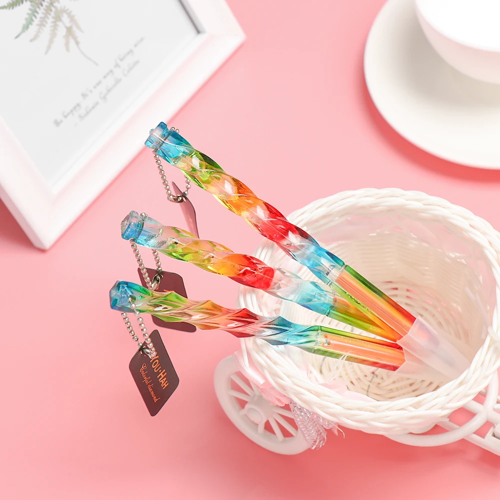 

1Pc 0.5mm Colored Cute Crystal Transparent Gel Pen Stationery Signing Pen Black Ink School Office Supplies