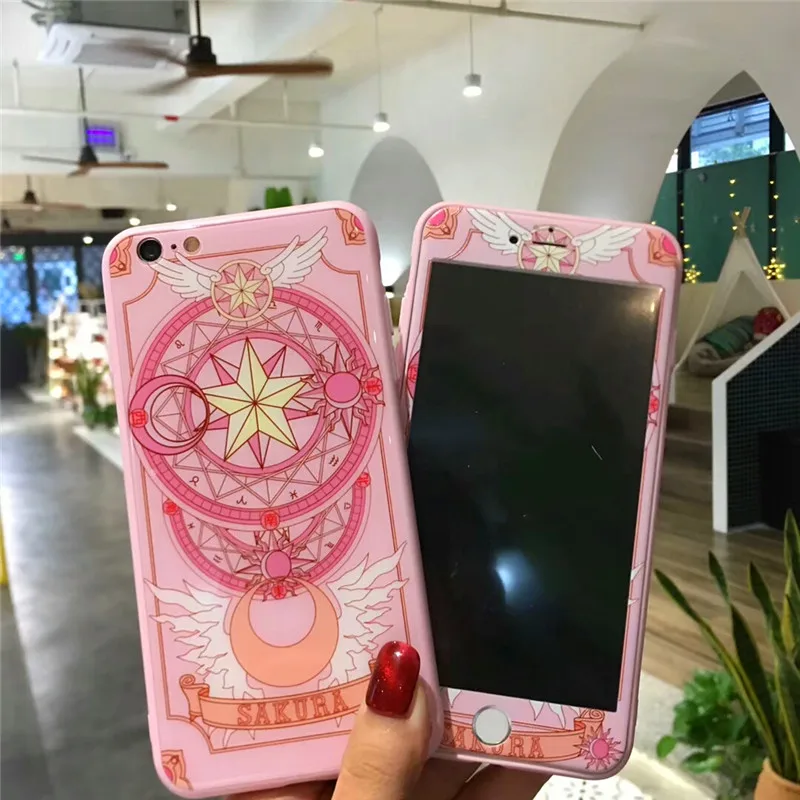 

Cartoon Magical Girl Phone Case Film for IPhone 6S 7 8 Plus 7Plus Tempered Glass Coque for IPhone7 XS MA XR XS Soft Cover Cases