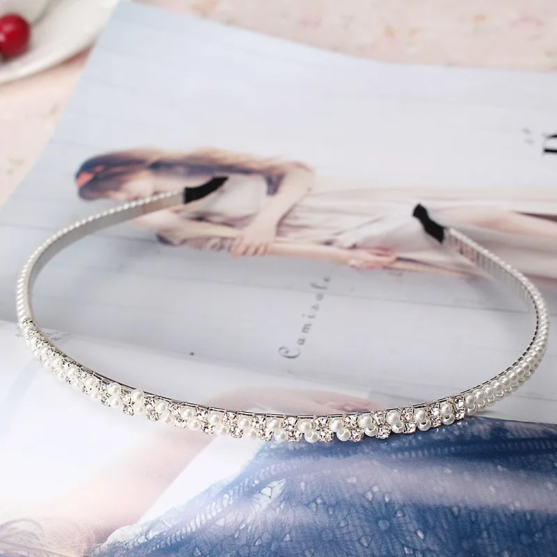 

M MISM 1PC 2019 New Arrival Fashion Pearl Hair Bands Women Full Rhinestone Hair Hoop Korean Girls Hair Accessories Headwear