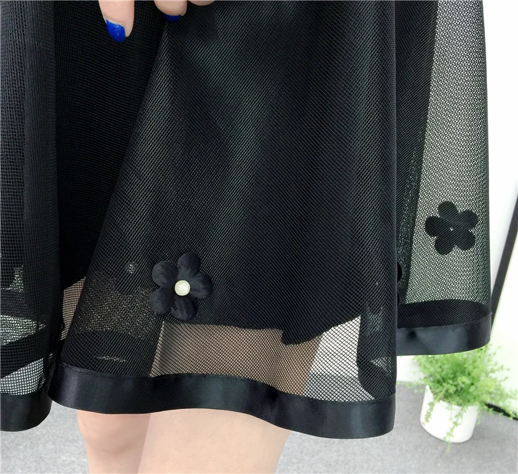 Новая весенняя Летняя женская черная мини-юбка, Корейская эластичная юбка с высокой талией, шорты, милая сетчатая Тюлевая юбка-зонтик, Falda Tul
