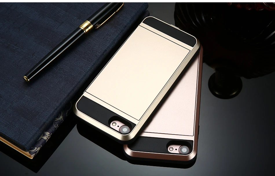 MR.YI Armor Case For iPhone 7 6 6S Plus 5 5S SE 5C Back Cover Slide Hidden Card Holder Phone Case For iPhone 5 6 6S 7 Plus Cover (13)