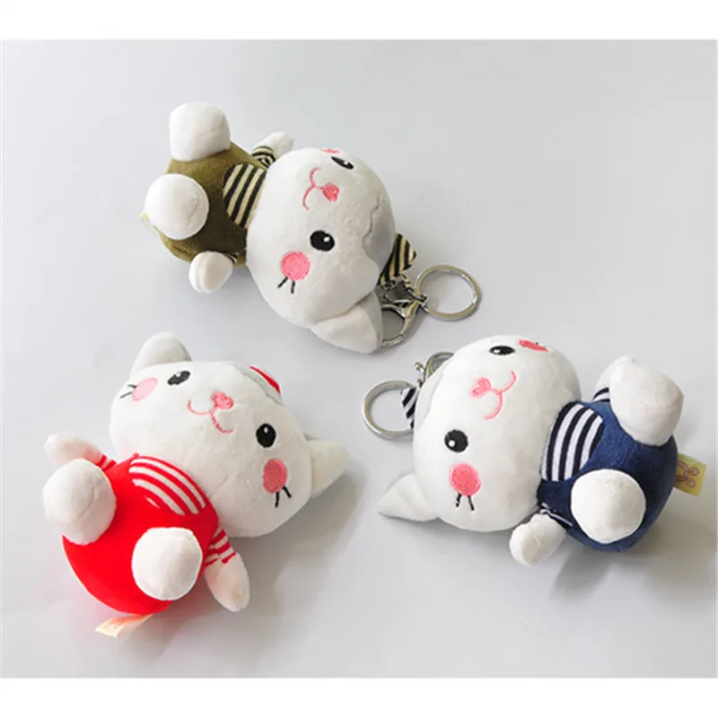 

1pcs new Cartoon Cute Plush Hello Kitty Keychains KT Cat KeyRings Bag Purse Car Charms Pendant KeyChains Gift figure toys